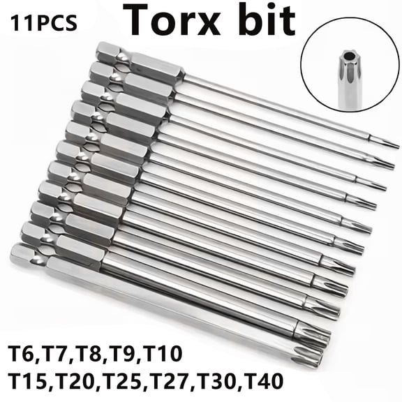 11 Pcs Star Drill Bit Set, S2 Steel Magnetic Screwdriver Hex Bit Set, 3-Inch Driver Bit Sets for Automotive and Electrical Repairs (T6T40)