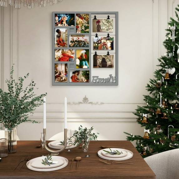 11 Pictures Frame Multi Selfie Gallery Collage, Family Picture Frames Collage Wall Decor, No Assembly Needed, Assorted Frames for Gallery Wall (Ashes)