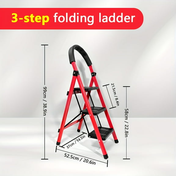 11-Piece 3/4/5-Step Folding Ladder Set, 500lb Capacity Industrial Ladder for Home & Warehouse Use