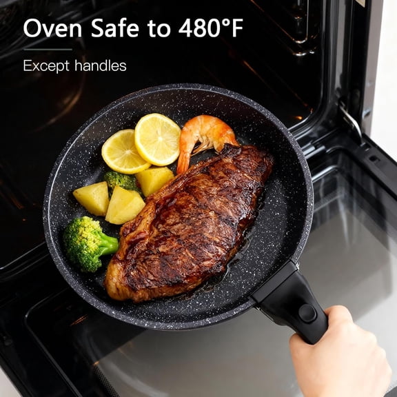 11-Piece Ceramic Nonstick Cookware Set with Detachable Handles for RV and Small Kitchens