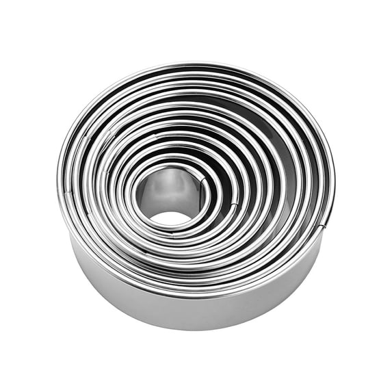 11 Piece Circle Cookie Cutter Set, Stainless Steel Circle Round Cookie Biscuit Cutters in Graduated Sizes Shape Molds for Pastries Doughs Doughnuts