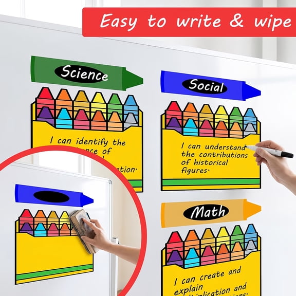 11-Piece Crayon Magnetic Dry-Erase Board Panels Reusable Whiteboard Sheets