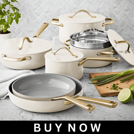 11‑Piece Cream Ceramic Cookware Set – Non‑Stick Pots & Pans, Durable Kitchen Essentials