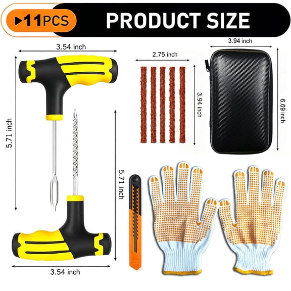 11-Piece Deluxe Tire Plug Kit,Solve air leakage. Applicable to cars, electric scooters, electric bicycles,24h Free Shipping