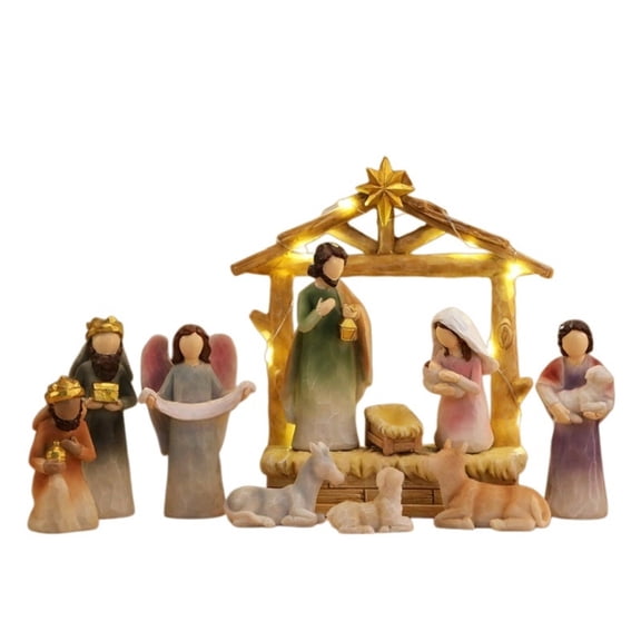 11-Piece Easter Nativity Set, Easter Decorations Figurine Elegant Modern Desktop Ornament Sculpture Art Piece, Festival Christmas Home Decor, Easter Decorations Religious Gift
