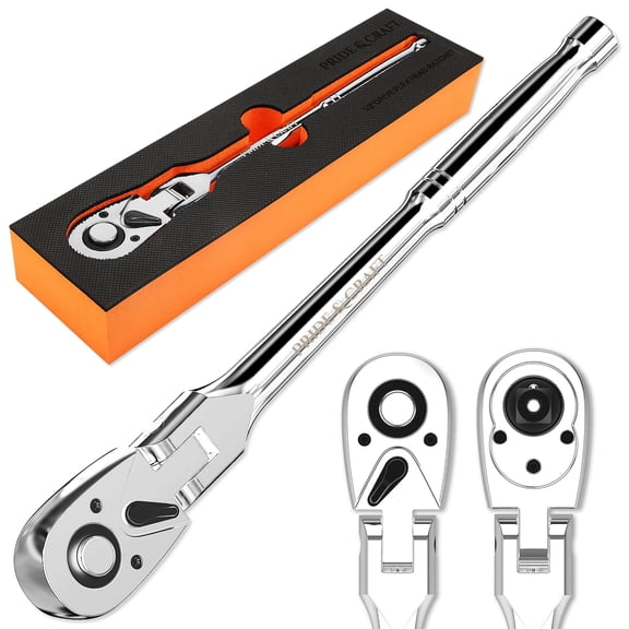 11-Piece Flex Head Ratchet Set, 1/4", 3/8", 1/2" Drive 72-Tooth Swivel Head Ratchet Wrench, Quick Release Reversible Socket Wrench, EVA Organizer