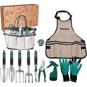 11 Piece Garden Tool Set with Bag & Gloves, Heavy Duty Gardening Hand Tools Kit, Outdoor Gardening Essentials Gift Supplies for Women Mom