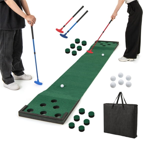 11-Piece Golf Putting Game Set with 2 Adjustable Holes and 6 Golf for Indoor and Outdoor Practice Fun