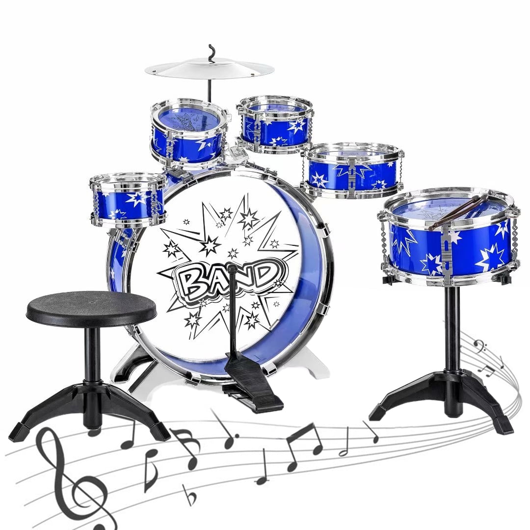 11Piece Kids Starter Drum Set with Bass Drum, Tom Drums, Snare, Cymbal