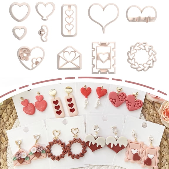 11-Piece Love Wreath Polymer Clay Mold Set - Creative DIY Crafting Tools for All Ages