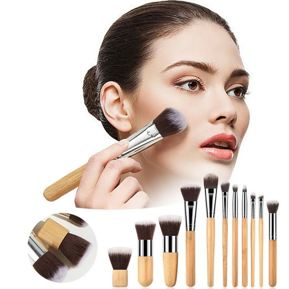 11 Piece Makeup Brush Set for Foundation Powder Eye Shadow Blending Beauty Cosmetic Tools Kit