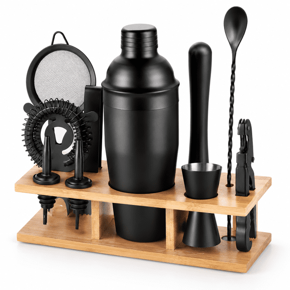 11-Piece Martini-Matte Black Cocktail Shaker Set Bartending Kit for Home and Professional Bar Use
