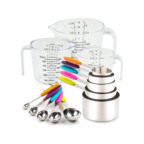 11-Piece Measuring Cups & Spoons Set, Stainless Steel & Plastic Kitchen Tools. Perfect Gift For 2026.