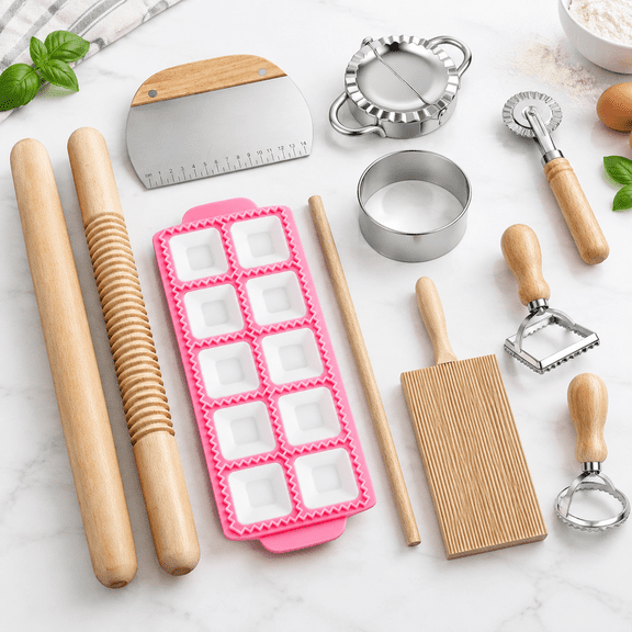11-Piece Pasta Making Tools Set, Homemade Kitchen Cooking Utensil Kit