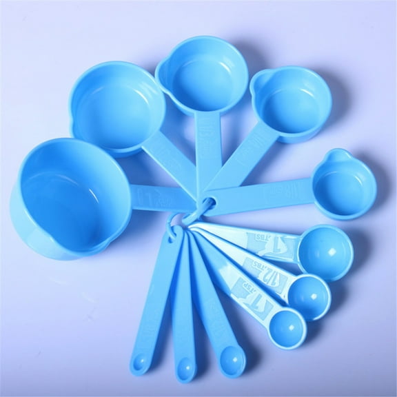 11-Piece Plastic Measuring Spoons Set with Marked Scales for Baking, Cooking, DIY - Includes 1/4 tsp to 1 Cup (1.25ml-250ml) - Durable, Easy to Clean, Space-Saving Kitchen Tools