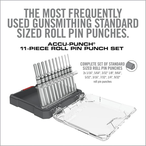 11 Piece Roll Pin Punch Set - Premium Steel Corrosion Resistant with 3-Position