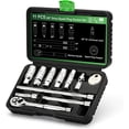 thumbnail image 1 of 11-Piece Spark Plug Socket Set with 3/8" Drive Ratchet Handle, Spark Plug Gapper, Universal Joint and Extension Bar, 5/8", 3/4", 13/16", 14mm, 18mm, CR-V Sockets with Rubber Retaining Rings, 1 of 9