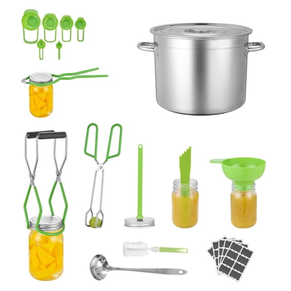 11-Piece Stainless Steel Canning Kit for Beginners-Complete Water Bath Canning Set with Pot,Rack,Tools&Accessories for Home Preserving