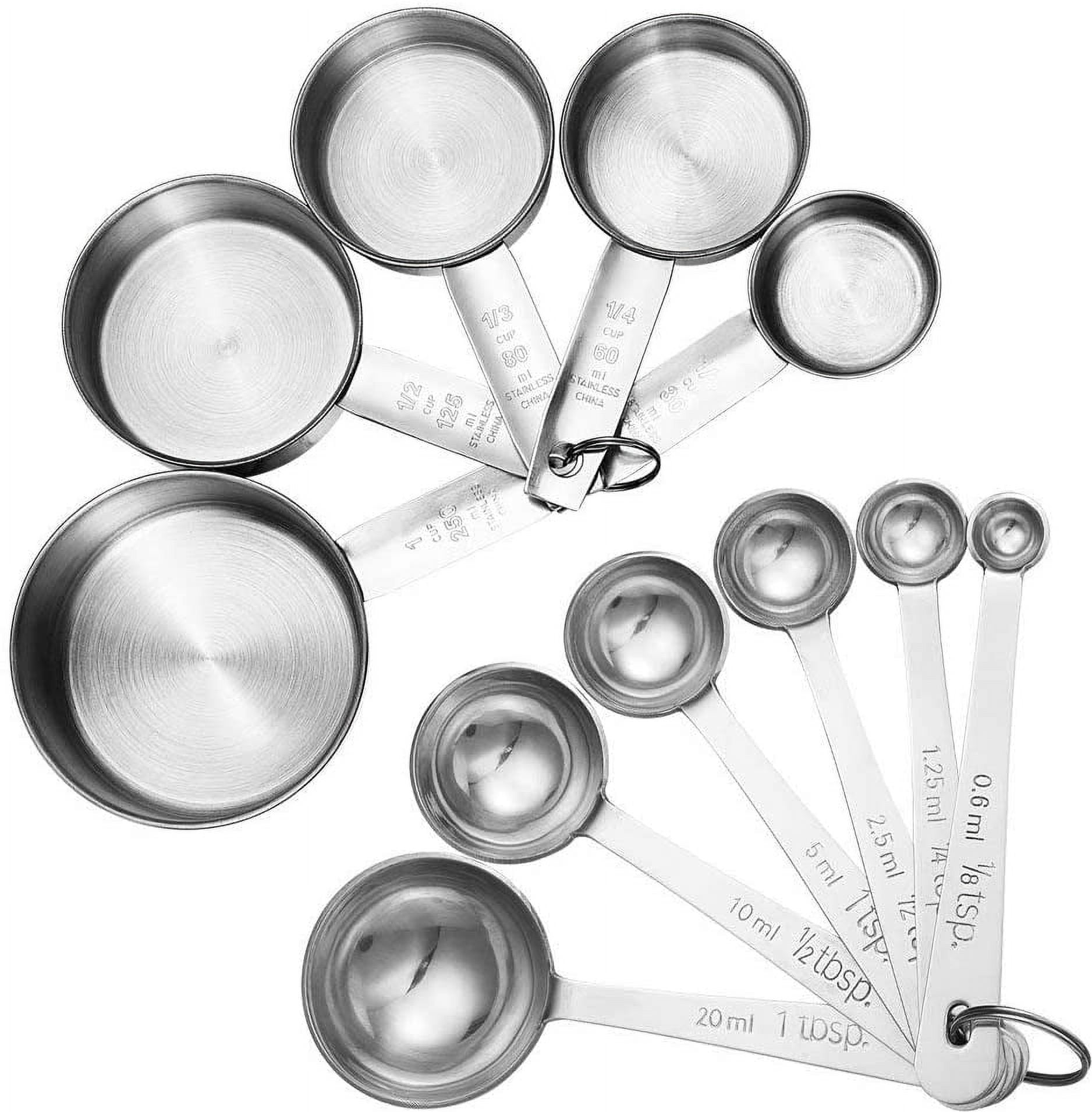 Juvale Stainless Steel Measuring Cup and Spoons Set, US and Metric Measurements (11 Sizes)