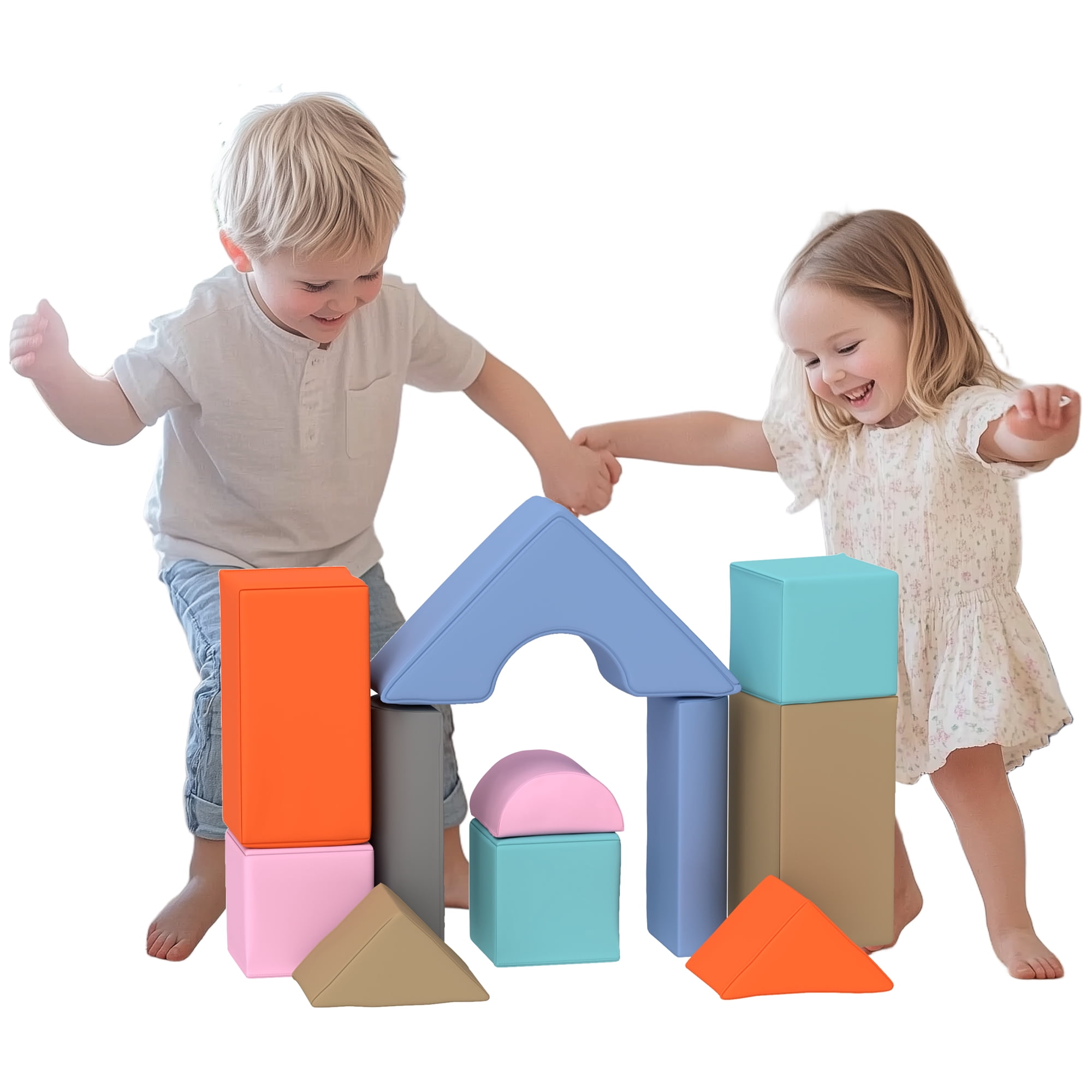 11-Piece Toddler Soft Play Foam Blocks, Transformable Indoor Soft Play Set for 6-72 Months, Color & Shape Learning Play Equipment ASTM Certified