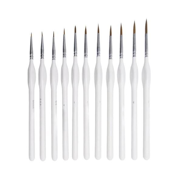 11 Piece Ultra Fine Detail Paint Brush, Watercolor Gouache Liner Set, Ultra Fine Miniature Brushes for Painting Models, Art, Crafts - Natural Wood Handles, Sizes 00000 to 7