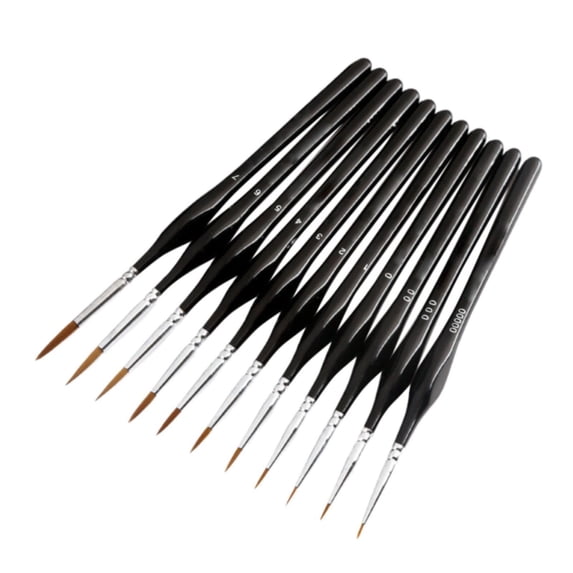 11 Piece Ultra Fine Detail Paint Brush, Watercolor Gouache Liner Set, Ultra Fine Miniature Brushes for Painting Models, Art, Crafts - Natural Wood Handles, Sizes 00000 to 7