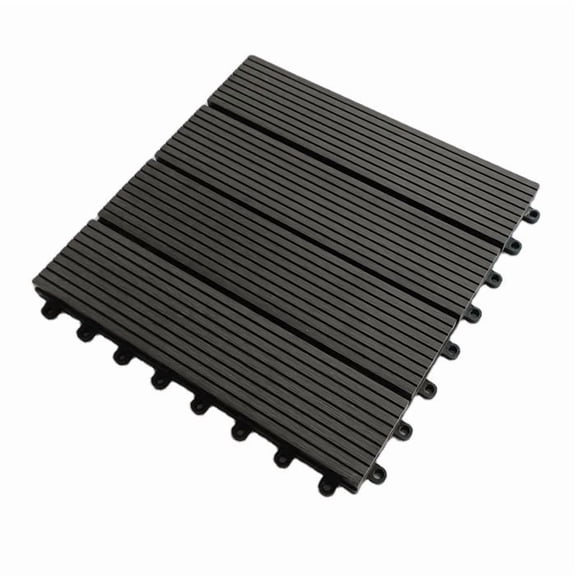 11-Piece WPC Outdoor Interlocking Deck Tiles 300×300×22mm DIY Wood Plastic Composite Flooring for Garden & Pool Area High Load Bearing Supports Private Cars