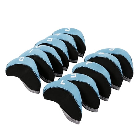 11 Pieces Golf Irons Head Covers Scratch Golf Club Protection Guard, Golf Accessories , Blue