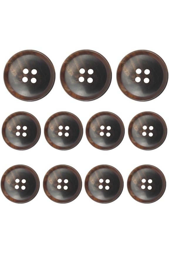 11 Pieces Natural Real Horn Buttons Set for Blazer and Suit, 20mm 15mm Genuine Horn Buttons for Men Women's Jacket Coat Suits Uniforms (Dark Brown) Dark Brown 20mm