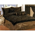 thumbnail image 1 of 11 Pieces Satin Light Green/Black Flocking Zebra Pattern Comforter Set, 1 of 2