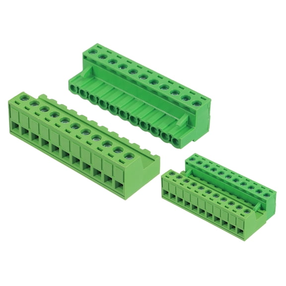 11 Pin 5mm 0.2 Inch Pitch PCB Mount Screw Terminal Male Female, Green