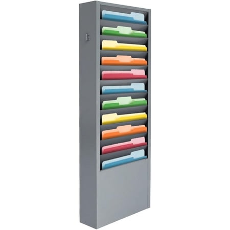 11 Pockets Hanging Wall File Holder Organizer, Metal Wall Mount Paper Mails Magazines Rack, Clipboard Storage Organization for Office Industrial School