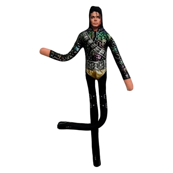 11" Poseable Michael Plush Doll, Retro 80s Dancing Singer Stuffed Figure with Adjustable Limbs for Music Fan