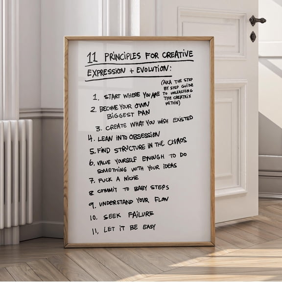 11 Principles For Creative Expression Wall Art Inspirational Quote Poster Artist Motivation Poster Studio Decor, Poster Home Decor, Poster Only