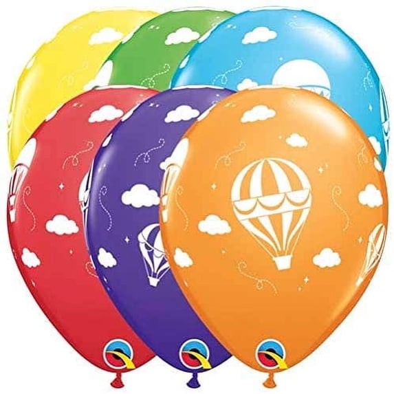 11" Qualatex Hot Air Balloons Rainbow Assortment Birthday Party Decoration Supply Latex Helium Balloons - Bag of 50