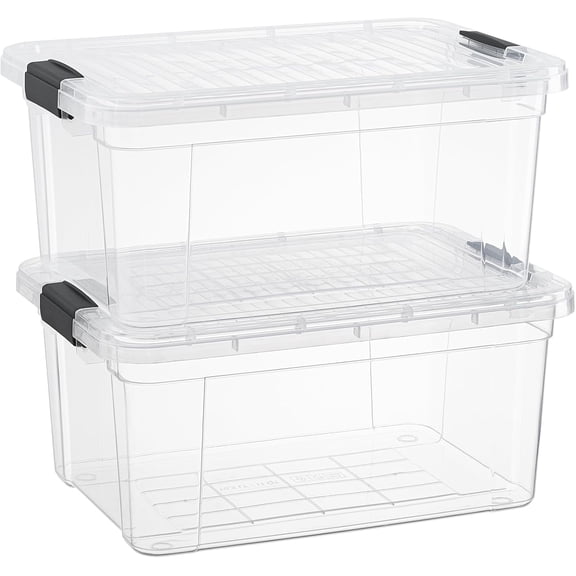 11 Quart Clear Storage Boxes with Lids, Plastic Container Bins for Organizing, Stackable Crates for Home, Office, School, Dorm