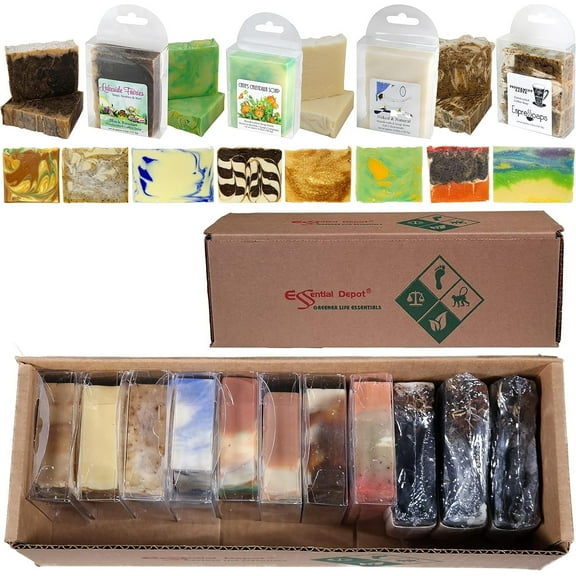 11 Random Bars of Handcrafted Soap Crafted by GreenerLifeClub Members from ESSENTIAL DEPOT