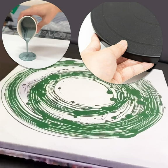 11" Rotating Turntable Sculpting Wheel for Cakes, Black Painting Turntable Stand for Paint Spraying, Includes Cone Canvas - Supports Acrylic & Epoxy Pouring Paint on Canvas.