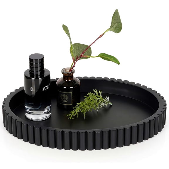 11" Round Wood Decorative Tray for Coffee/Side Table: Multipurpose Serving & Jewelry Organizer, Fall/Christmas Home Decor Gift, Accent Console Tabletop & Diamond Painting Storage