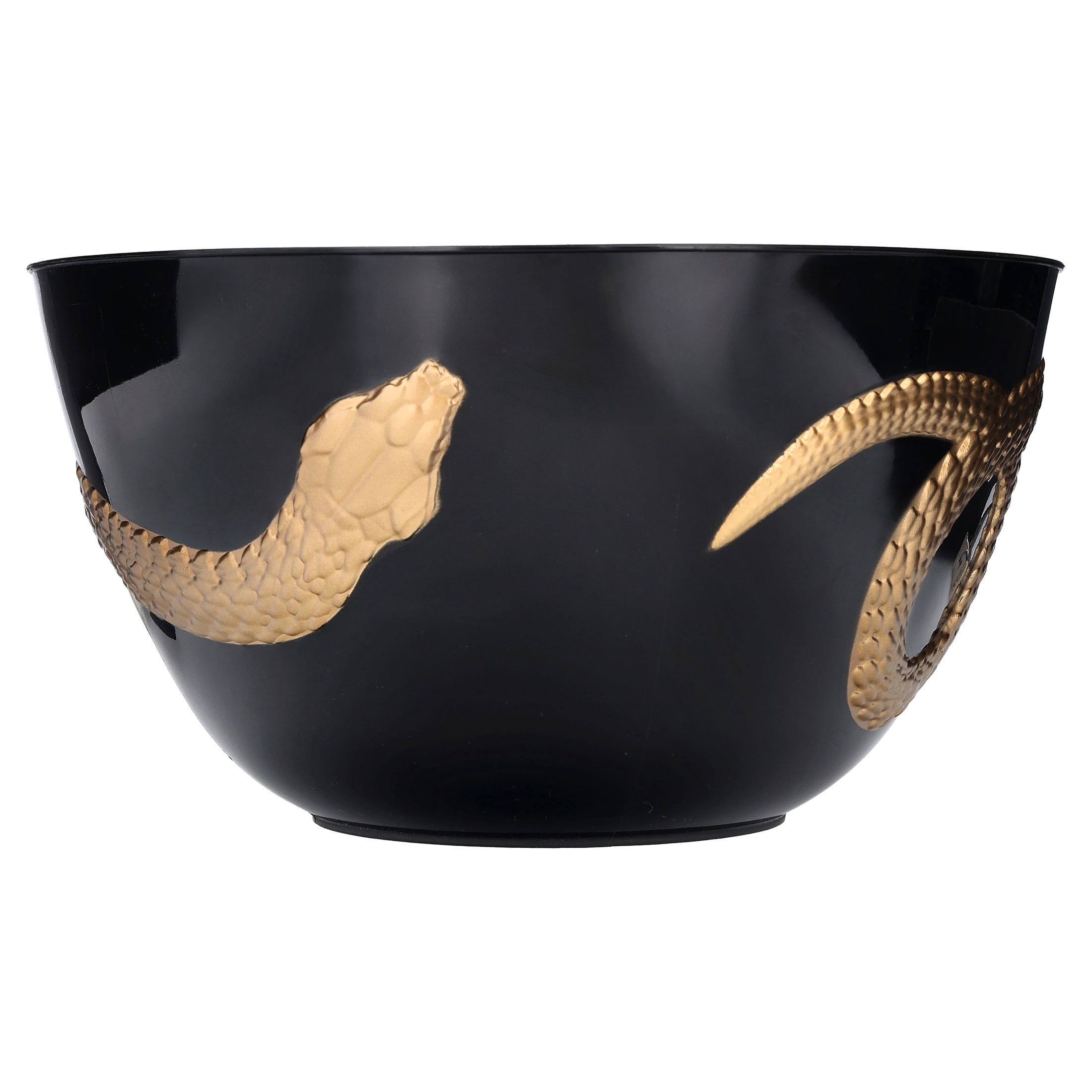 Plastic Embossed Snake-Wrapped Serving Bowl, Black and Gold, 11.1", Halloween by Way To Celebrate