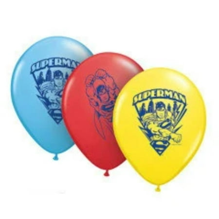 11" SUPERMAN Latex Assortment Party Supplies Decorations Balloon - Pack of 6