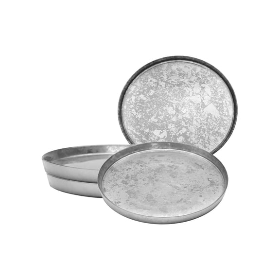 11" Silver Glitter Dinner Plates with Raised Rim, 4 - Piece Set