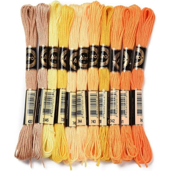 11 Skeins 6 Ply Gradient Embroidery Floss Yellow Crewel Friendship Bracelets String Variegated Stitch Yarn Thread Bulk for Jewelry Making Hand Sewing Knitting Stitching Crafts DIY