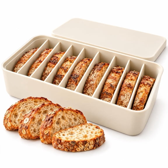 11-Slot Silicone Bread Freezer Box with Lid, Sourdough Bread Storage Container for Individual Slices, Reusable Freezer Organizer for Artisan Bread