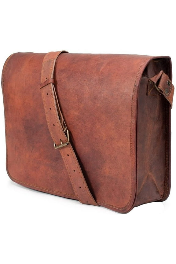 11" Leather Messenger Bag Satchel Laptop Briefcase for Men Women Vintage Travel Crossbody Shoulder Bag Office Handbag Corporate Gift