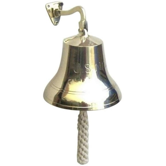 11" Solid Brass Hangin Bell (US NAVY) - Brass Polished
