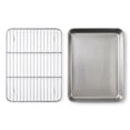 thumbnail image 1 of 11" Stainless Steel Baking Pan & Rack Set - 2 Piece Oven Tray for Roasting and Baking, 1 of 8