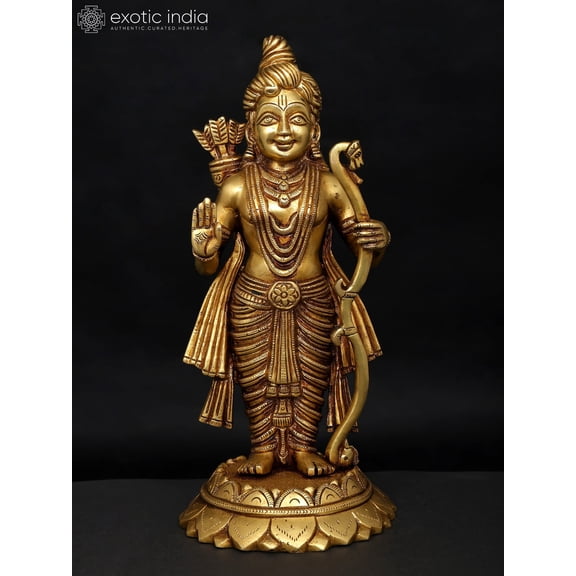 11" Standing Lord Rama in Blessing Gesture | Brass Statue