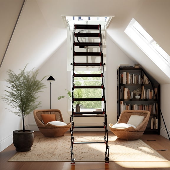 11 Step Electric Attic Ladder Aluminum Folding with Remote Control for Loft Access