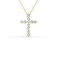 thumbnail image 1 of 11 Stone Round Lab Grown Diamond Cross Pendant With Prong Settings in 14K Yellow Gold - 2 CTW, 1 of 5